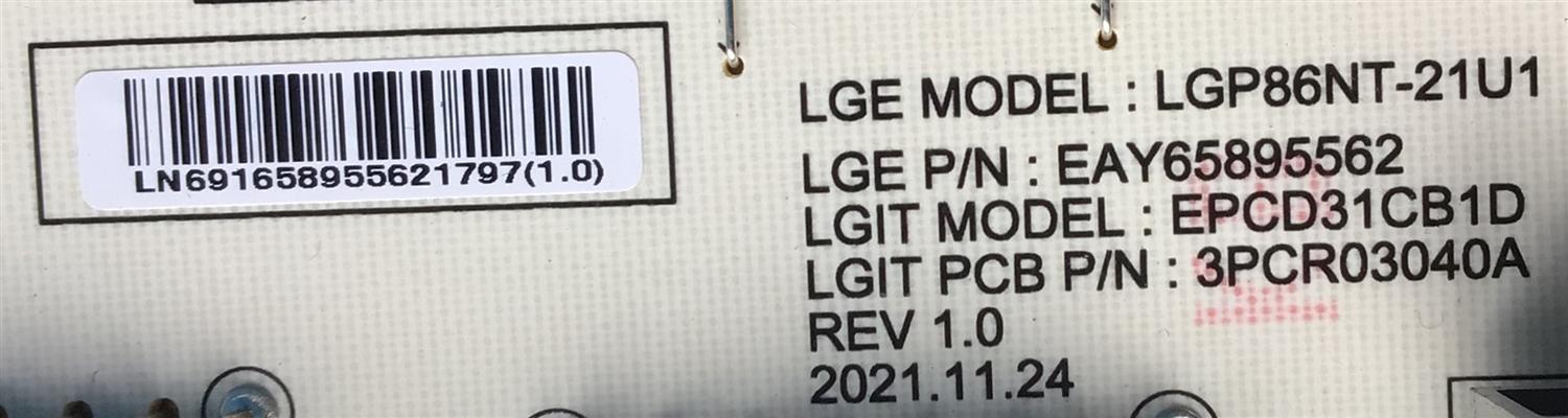 KIT DE TARJETAS PARA TV LG / MAIN EBT67333201 / EAX69763506 / FUENTE EAY65895562 / LGP86NT-21U1 / EPCD31CB1D / 3PCR03040A / 65895562 / T-CON 6871L-6102D / 6870C-0834B / 6102D / PANEL NC860TQF-AAKH5 / MODELO 86UQ7070ZUD.BUSYLKR - Imagen 2